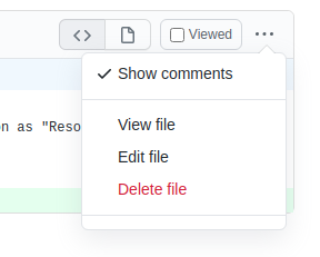 File change options on GitHub